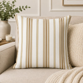 Gestreepte Verticale Beige + Donkerbruin + Witte E Kussen