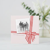 Gestreepte Vierkante Vakantie Foto Kaart met Strik (Staand voorkant)