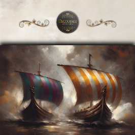 Gestreepte Viking Sails Decoupage Tissuepapier