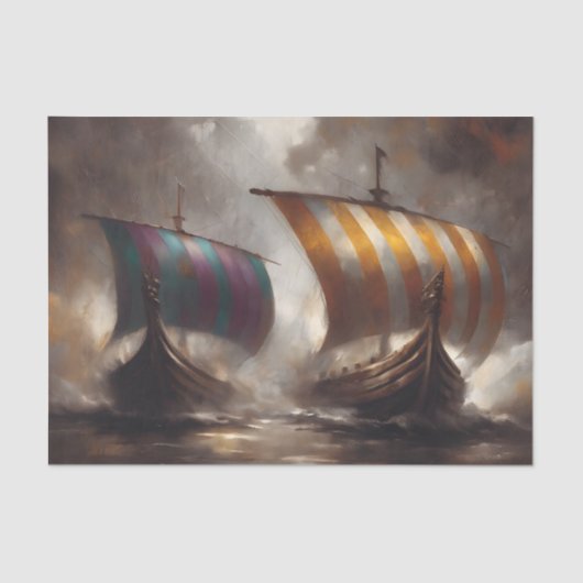 Gestreepte Viking Sails Decoupage Tissuepapier (Voorkant)