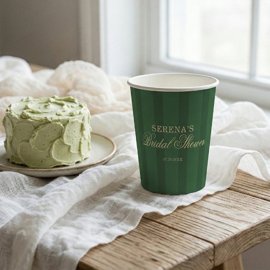 Gestreepte vintage groene bruidsdouche papieren bekers