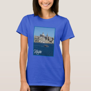 Gestreepte Vissende boot in Valletta Harbour Malta T-shirt