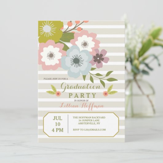 Gestreepte voorjaarsuitnodiging kaart (Staand voorkant)