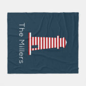 Gestreepte Vuurtoren Nautisch Rood Wit Blauw NAAM Fleece Deken (Voorkant (Horizontaal))