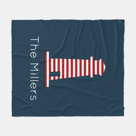 Gestreepte Vuurtoren Nautisch Rood Wit Blauw NAAM Fleece Deken (Voorkant (Horizontaal))