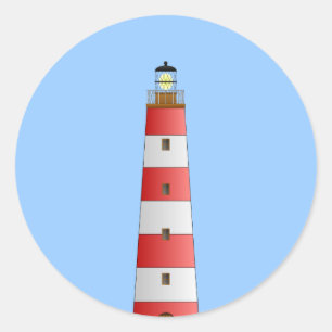 Gestreepte vuurtoren ronde sticker