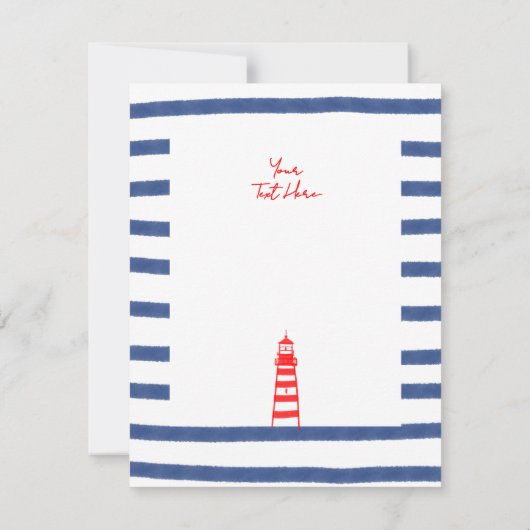 Gestreepte vuurtoren rood blauw oostkust RSVP-kaar Kaart (Achterkant)