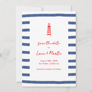 Gestreepte Vuurtoren Rood Blauw Oostkust Save The Date