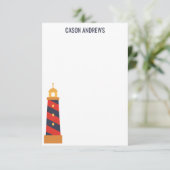 Gestreepte vuurtoren, speciaal ontworpen notitieka bedankkaart (Staand voorkant)