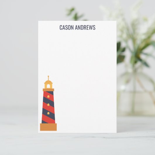 Gestreepte vuurtoren, speciaal ontworpen notitieka bedankkaart (Staand voorkant)