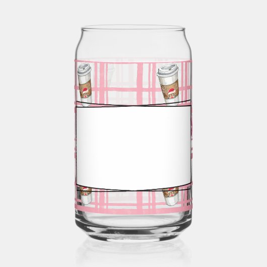 Gestreepte warme chocolademelk en pepermunt blikvorm glas (Links)