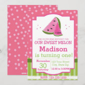 Gestreepte watermeloen uitnodiging (Voorkant / Achterkant)