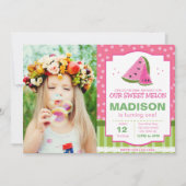 Gestreepte Watermeloen Verjaardag Uitnodiging met  (Voorkant)