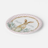 Gestreepte waterverf bloemenkrans Gelukkig Pasen Papieren Bordje (Gekanteld)