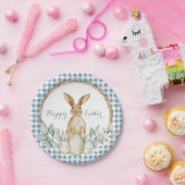 Gestreepte waterverf bloemenkrans Gelukkig Pasen Papieren Bordje (Feest)