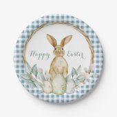 Gestreepte waterverf bloemenkrans Gelukkig Pasen Papieren Bordje (Voorkant)