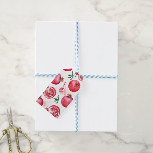 Gestreepte Waterverf granaatappelvrucht Cadeaulabel (Met Touw)