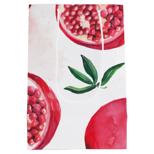Gestreepte Waterverf granaatappelvrucht Medium Cadeauzakje (Achterkant)