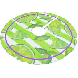 Gestreepte Waterverf Limoen & Helder Paarse Kerstboom Rok