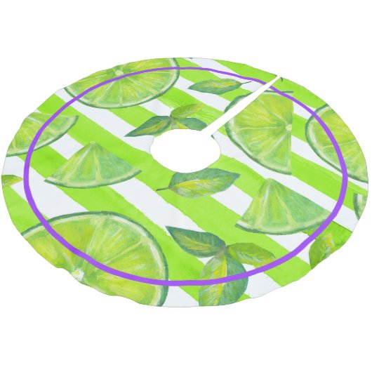 Gestreepte Waterverf Limoen & Helder Paarse Kerstboom Rok (Gekanteld)