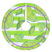 Gestreepte Waterverf Limoen & Helder Paarse Kerstboom Rok (Voorkant)