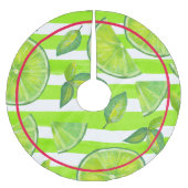 Gestreepte Waterverf Limoen & Hot Red Pink Kerstboom Rok (Voorkant)