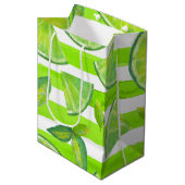 Gestreepte Waterverf Limoen Medium Cadeauzakje (Voorkant Gekanteld)