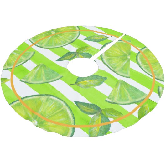 Gestreepte Waterverf Limoen & Neon Sinaasappel Kerstboom Rok (Gekanteld)