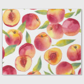 Gestreepte Waterverf perziken Fruit Cadeaupapier (Vlak)