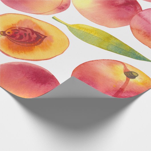Gestreepte Waterverf perziken Fruit Cadeaupapier (Hoek)