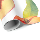Gestreepte Waterverf perziken Fruit Cadeaupapier (Rol Hoek)
