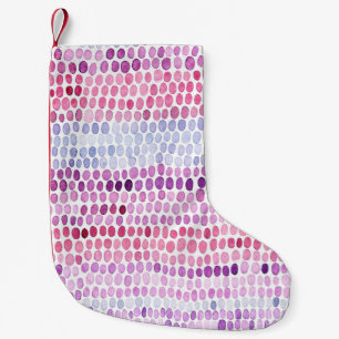 Gestreepte Waterverf: Roze Grijze Polka Kleine Kerstsok