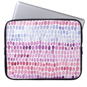 Gestreepte Waterverf: Roze Grijze Polka Laptop Sleeve