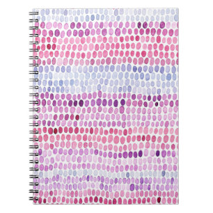 Gestreepte Waterverf: Roze Grijze Polka Notitieboek