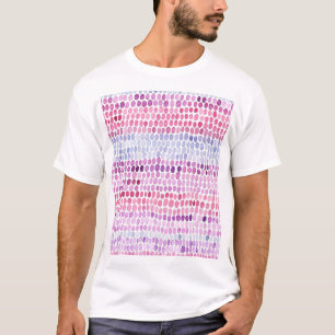 Gestreepte Waterverf: Roze Grijze Polka T-shirt