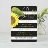 Gestreepte Waterverf Zonnebloem Baby shower Kaart (Staand voorkant)