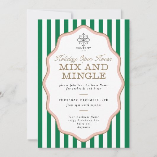 Gestreepte Wavy Lijst Zakelijke feestdag Uitnodige Kaart (Voorkant)