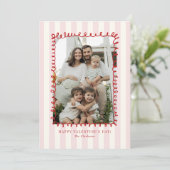 Gestreepte Whimsical Rode Frame Valentijnskaart Kaart (Staand voorkant)