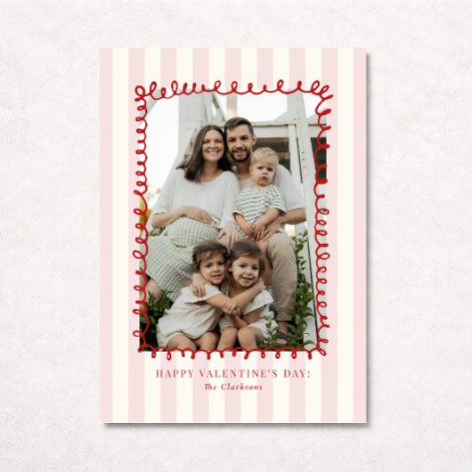 Gestreepte Whimsical Rode Frame Valentijnskaart Kaart
