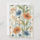 Gestreepte Wildflower Baby Shower Kaart (Achterkant)