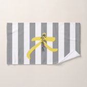 Gestreepte witte grijs en geel, gepersonaliseerd bad handdoek (Handdoek)