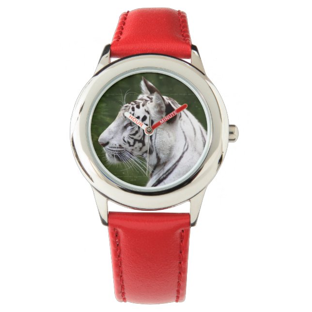 Gestreepte witte tijger mooie foto horloge (Voorkant)