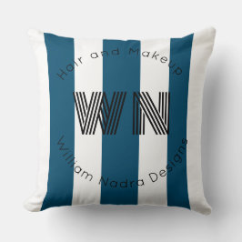 Gestreepte zakelijke logo monogram blauw Sierkusse Kussen