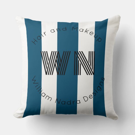 Gestreepte zakelijke logo monogram blauw Sierkusse Kussen (Voorkant)