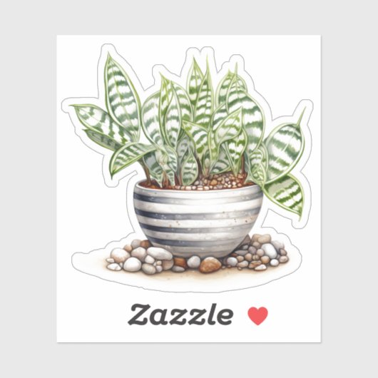 Gestreepte Zebra Haworthia Pot Plant Vinyl Sticker (Vel)