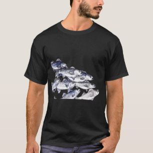Gestreepte Zeebaars Inkt Tekening "Old School" - i T-shirt