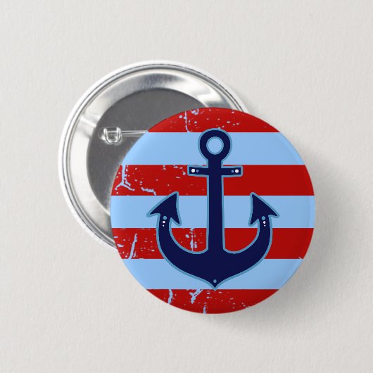 gestreepte zeeveranker voor de scheepvaart ronde button 5,7 cm (Voorkant /achterkant)