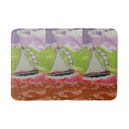 gestreepte zeilboot badmat