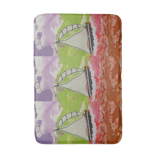 gestreepte zeilboot badmat (Voorkant Verticaal)