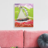 gestreepte zeilboot canvas afdruk (Insitu (Woonkamer))